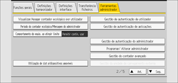 Ilustração do ecrã do painel de operação