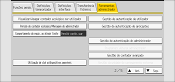 Ilustração do ecrã do painel de operação