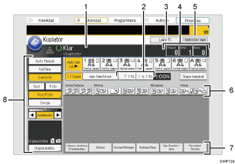 Bild på användarpanelen (numrerade detaljer)