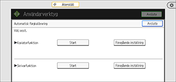 Bild på användarpanelens skärm