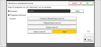 Bild på användarpanelens skärm