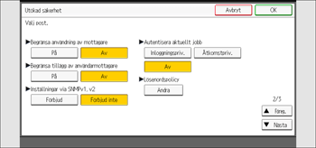 Bild av användarpanelens skärm