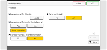 Bild av användarpanelens skärm