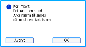 Bild av användarpanelens skärm