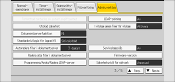 Bild av användarpanelens skärm