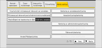Bild av användarpanelens skärm