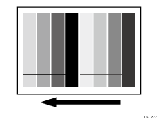 Illustration of the vertical black streaks occur after Density Difference Printing: Across Feed is executed