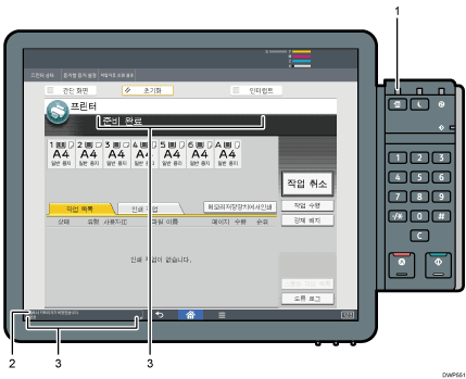 제어 패널 그림(번호로 각 부분 표시)