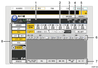 操作面板畫面說明圖編號標註說明圖