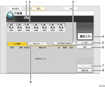 操作面板畫面說明圖編號標註說明圖