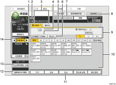 操作面板畫面說明圖編號標註說明圖