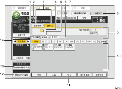 操作面板畫面說明圖編號標註說明圖