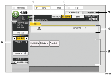 操作面板畫面說明圖編號標註說明圖