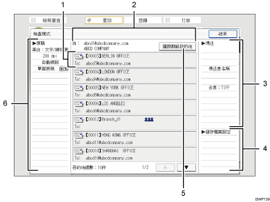 操作面板畫面說明圖編號標註說明圖