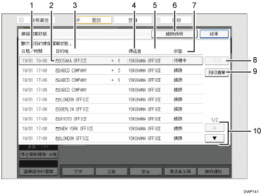 操作面板畫面說明圖編號標註說明圖