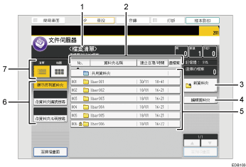 操作面板畫面說明圖編號標註說明圖