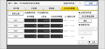 操作面板畫面說明圖