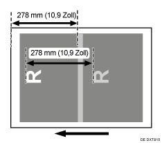 Abbildung von ungleichmäßigem Glanz: Quer zur Einzugsrichtung