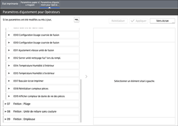 Illustration de l'écran du panneau de commande