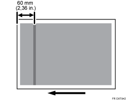 Illustration d'un effet de bandes noires horizontales : bord d'attaque du papier (60 mm)