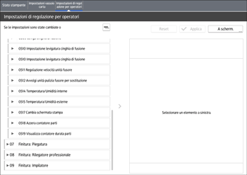 Illustrazione della schermata sul pannello di controllo