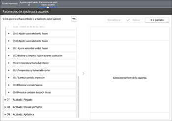 Ilustración de la pantalla del panel de mandos