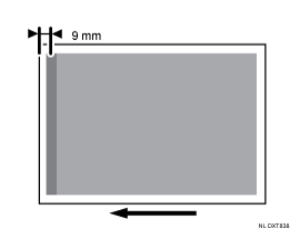 Illustratie van horizontale zwarte bandvorming: bovenrand van papier (9 mm)