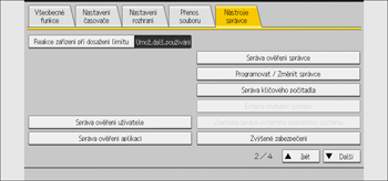 Ilustrace displeje ovládacího panelu
