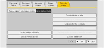 Ilustrace displeje ovládacího panelu