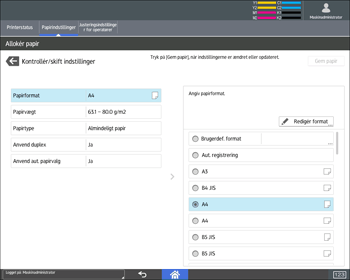 Operation panel screen illustration