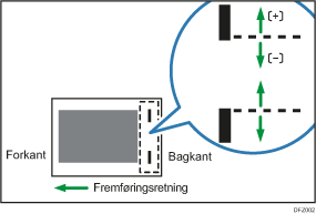 Illustration af Justér hæfteposition på tværs af fremføringsretning 2