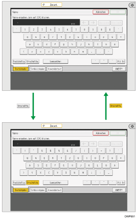 Abbildung der Tasten