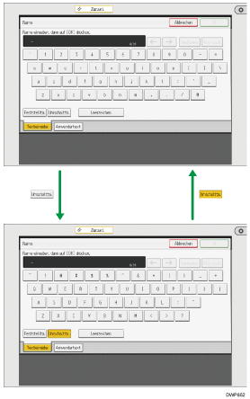 Abbildung der Tasten