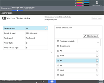 Ilustración de la pantalla del panel de mandos
