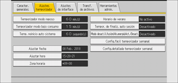 Ilustración de la pantalla del panel de mandos