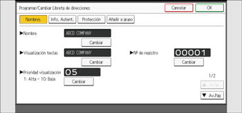 Ilustración de la pantalla del panel de mandos