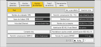 Ilustración de la pantalla del panel de mandos