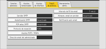Ilustración de la pantalla del panel de mandos