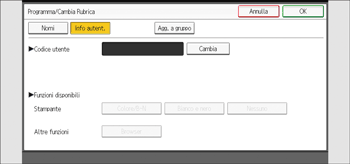 Illustrazione della schermata sul pannello di controllo