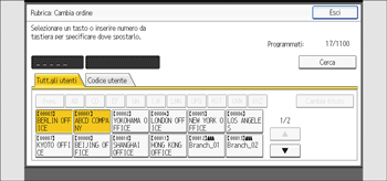Illustrazione della schermata sul pannello di controllo