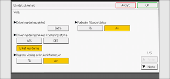 Illustrasjon av betjeningspanelet