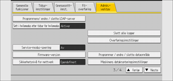 Illustrasjon av betjeningspanelet