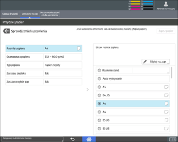 Ilustracja ekranu panela operacyjnego