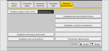 Ilustracja ekranu panela operacyjnego