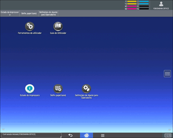 Ilustração do ecrã do painel de operação