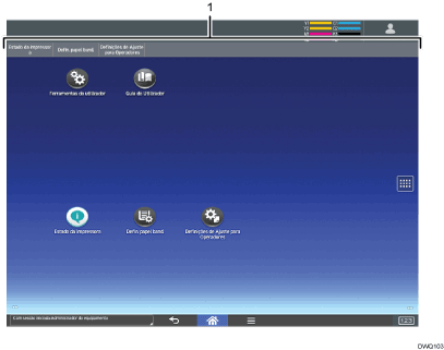 Ilustração com numeração do ecrã do painel de operação