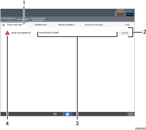 Ilustração com numeração do ecrã do painel de operação