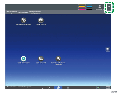 Ilustração do ecrã do painel de operação