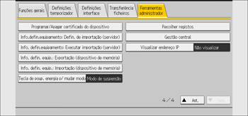 Ilustração do ecrã do painel de operação