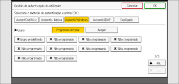 Ilustração do ecrã do painel de operação